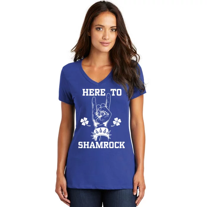 Here To Shamrock Saint Patricks Paddys Day Team Great Gift Women's V-Neck T-Shirt