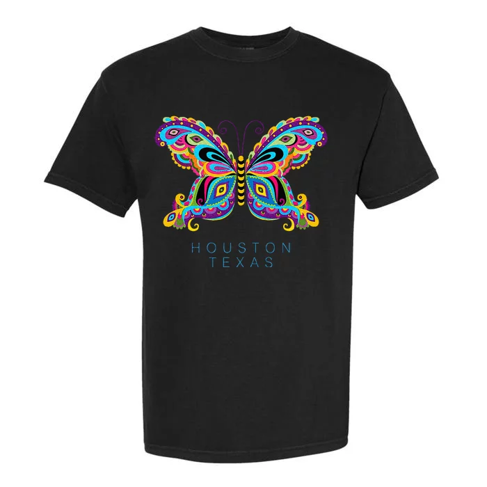 Houston Texas Souvenir Butterfly Graphic Garment-Dyed Heavyweight T-Shirt