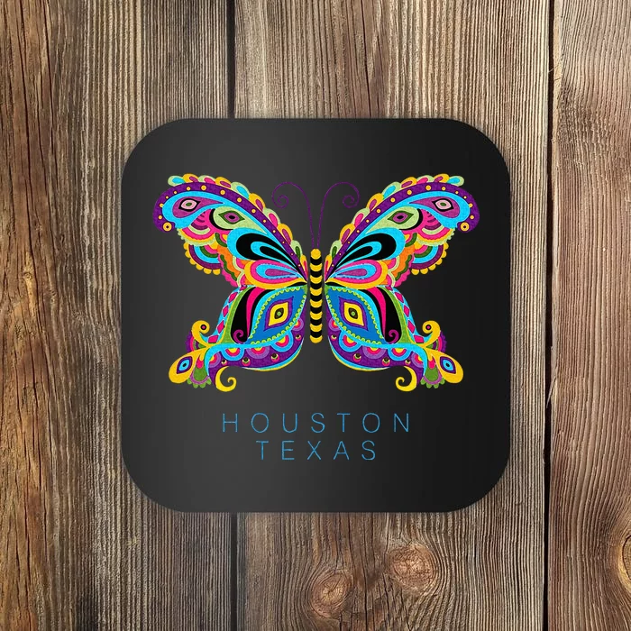 Houston Texas Souvenir Butterfly Graphic Coaster