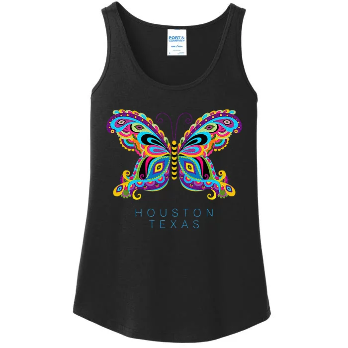 Houston Texas Souvenir Butterfly Graphic Ladies Essential Tank