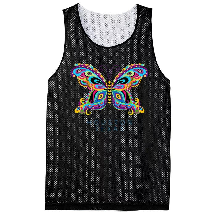 Houston Texas Souvenir Butterfly Graphic Mesh Reversible Basketball Jersey Tank