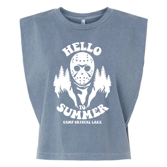 Hello To Summer Camp Crystal Lake Garment-Dyed Women's Muscle Tee