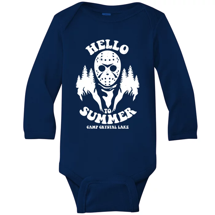 Hello To Summer Camp Crystal Lake Baby Long Sleeve Bodysuit