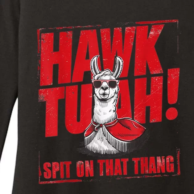 Hawk Tuah Spit On That Thang Funny Llama Womens CVC Long Sleeve Shirt