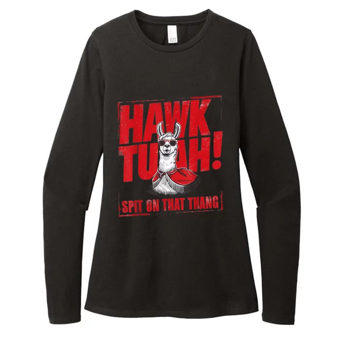 Hawk Tuah Spit On That Thang Funny Llama Womens CVC Long Sleeve Shirt