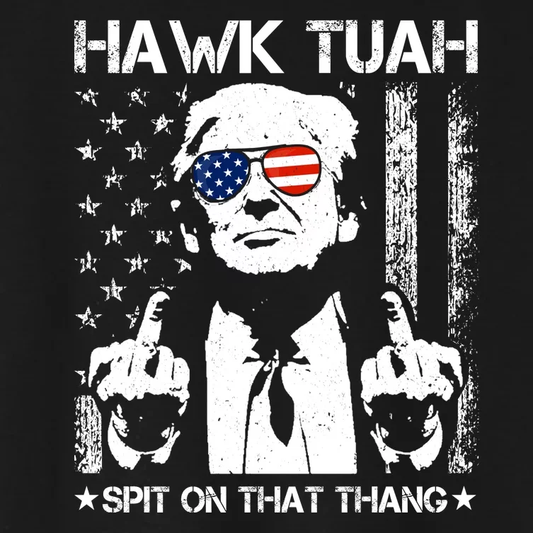 Hawk Tuah Spit On That Thang Trump Women's Crop Top Tee