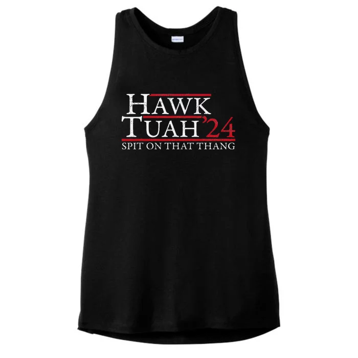 Hawk Tuah Spit On That Thing Presidential Candidate Parody Ladies Tri-Blend Wicking Tank