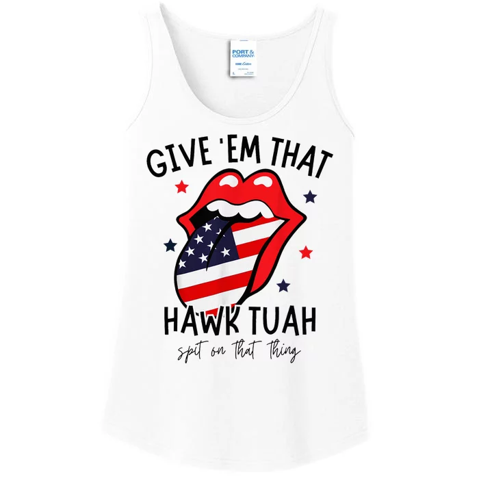 Hawk Tuah Spit On That Thang Ladies Essential Tank