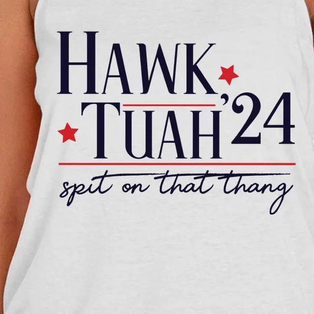 Hawk Tuah Spit On That Thang Women's Knotted Racerback Tank