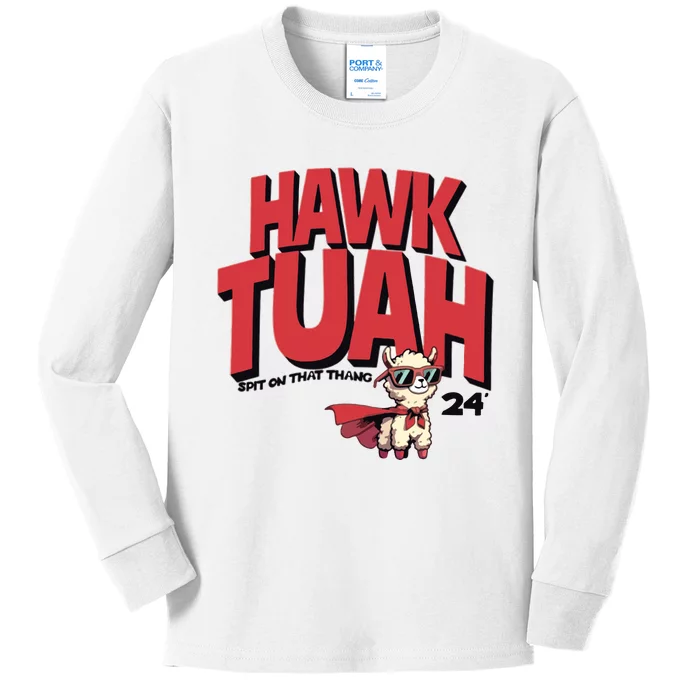 Hawk Tuah Spit On That Thang 2024 Kids Long Sleeve Shirt