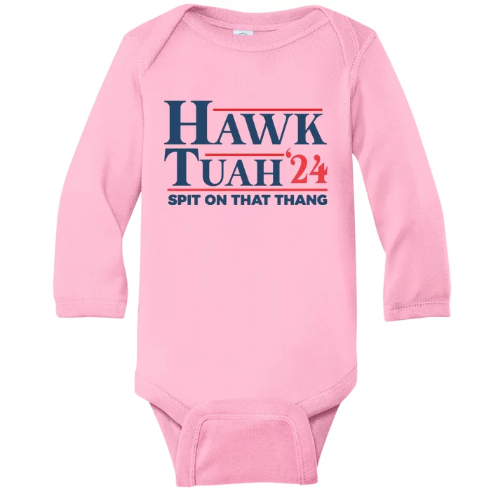 Hawk Tuah Spit On That Thang Funny Baby Long Sleeve Bodysuit