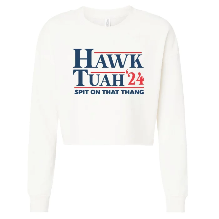 Hawk Tuah Spit On That Thang Funny Cropped Pullover Crew