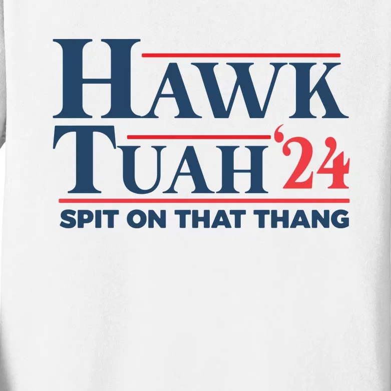 Hawk Tuah Spit On That Thang Funny Kids Long Sleeve Shirt