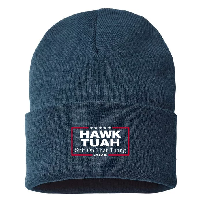 Hawk Tush Spit On That Thang Funny 2024 Election Sustainable Knit Beanie