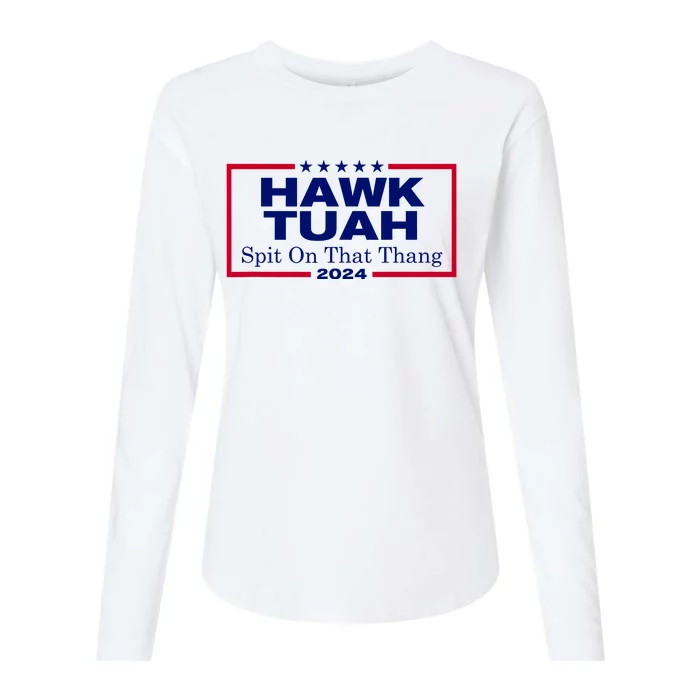 Hawk Tush Spit On That Thang Funny 2024 Election Womens Cotton Relaxed Long Sleeve T-Shirt