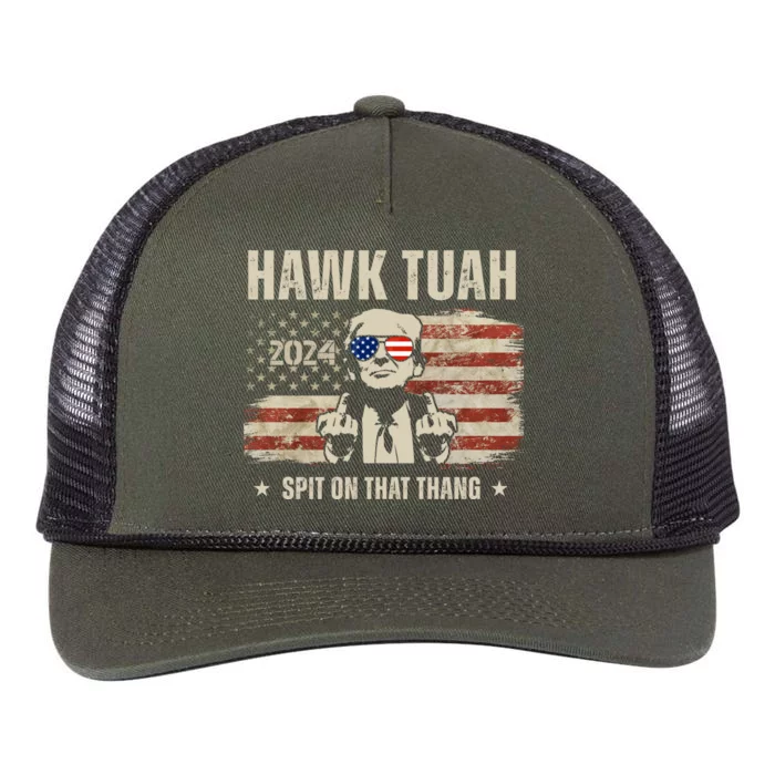 Hawk Tuah Spit On That Thang 2024 Usa Trump Retro Rope Trucker Hat Cap