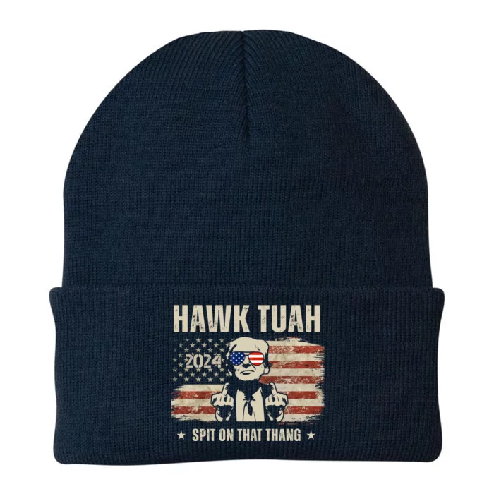 Hawk Tuah Spit On That Thang 2024 Usa Trump Knit Cap Winter Beanie