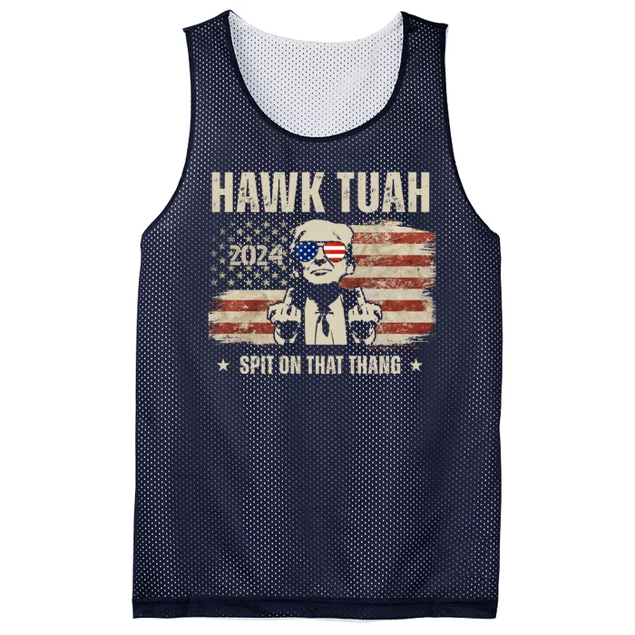 Hawk Tuah Spit On That Thang 2024 Usa Trump Mesh Reversible Basketball Jersey Tank