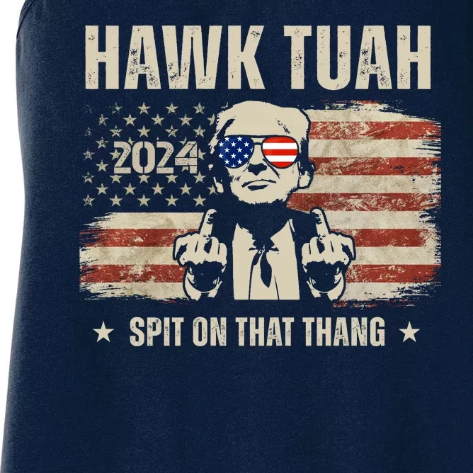 Hawk Tuah Spit On That Thang 2024 Usa Trump Women's Racerback Tank