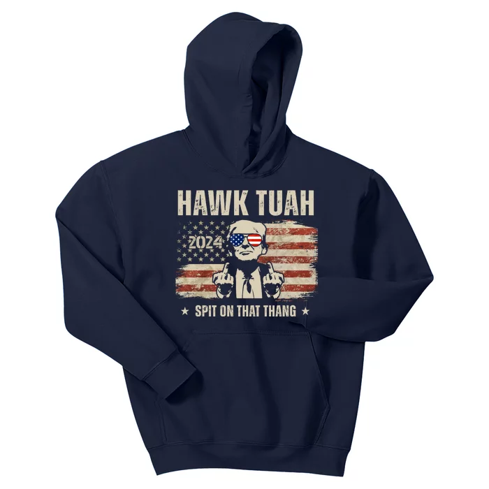 Hawk Tuah Spit On That Thang 2024 Usa Trump Kids Hoodie