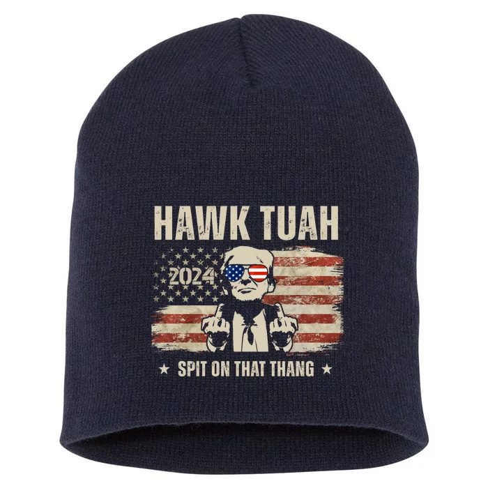 Hawk Tuah Spit On That Thang 2024 Usa Trump Short Acrylic Beanie