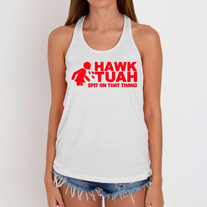 Hawk Tuah Spit On That Thang Women's Knotted Racerback Tank