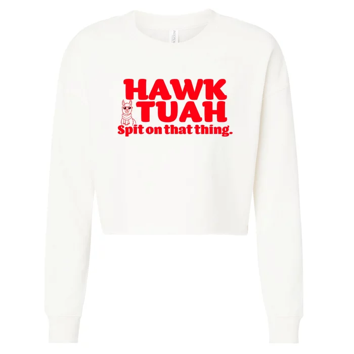 Hawk Tuah Spit On That Thang Cropped Pullover Crew