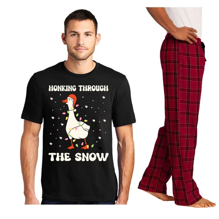 Honking Through The Snow Funny Goose Ugly Christmas Pajama Set