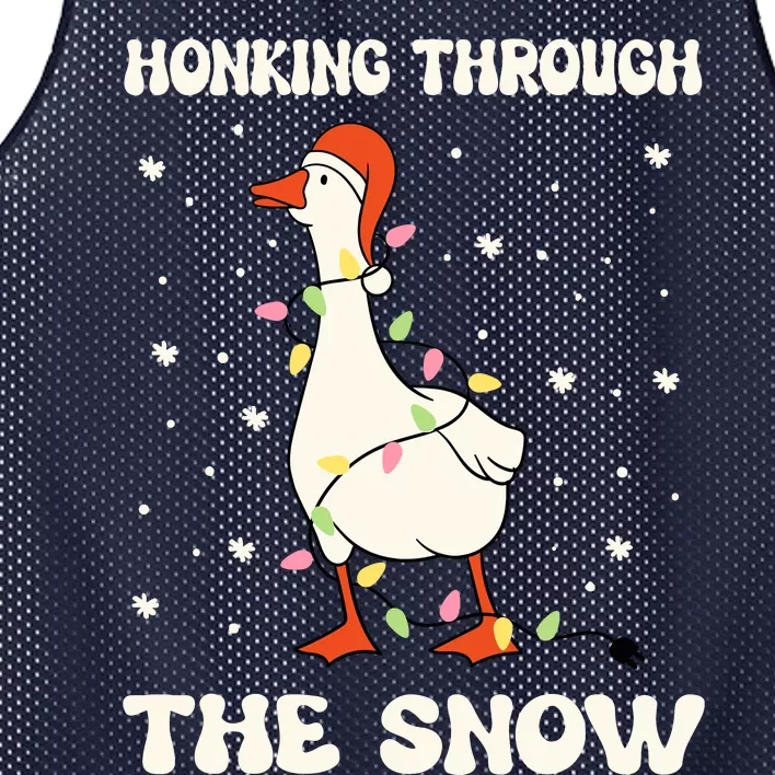 Honking Through The Snow Funny Goose Ugly Christmas Mesh Reversible Basketball Jersey Tank