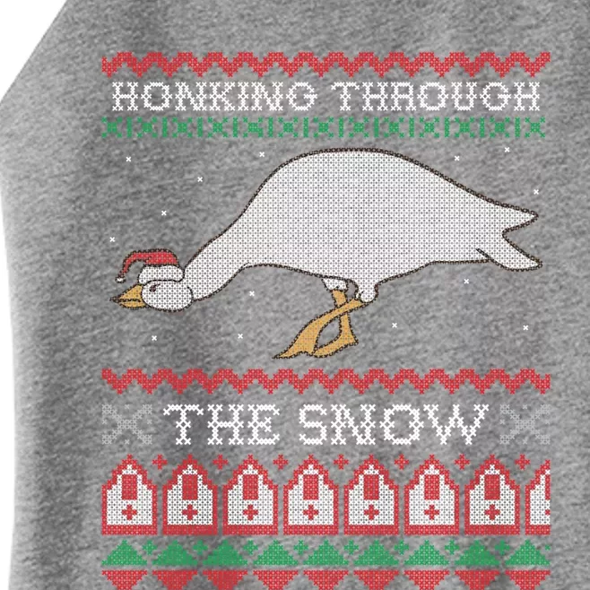 Honking Through The Snow Goose Ugly Christmas Sweater Honk Cool Gift Women’s Perfect Tri Rocker Tank