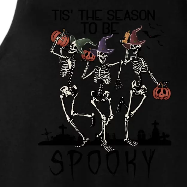 Halloween Tis' The Season To Be Spooky Dancing Skeletons Gift Ladies Tri-Blend Wicking Tank