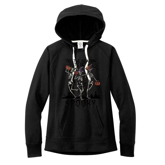 Halloween Tis' The Season To Be Spooky Dancing Skeletons Gift Women's Fleece Hoodie