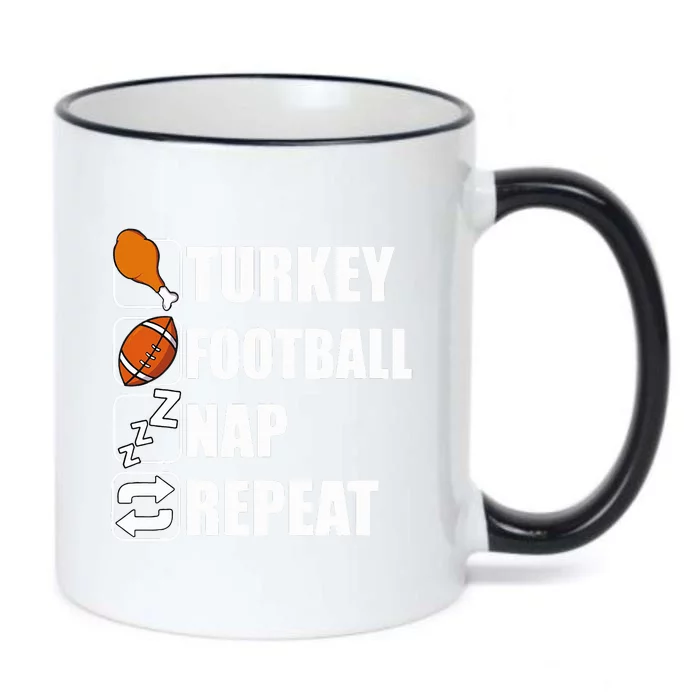 Happy Thanksgiving Turkey Football Nap Repeat Funny Football Black Color Changing Mug