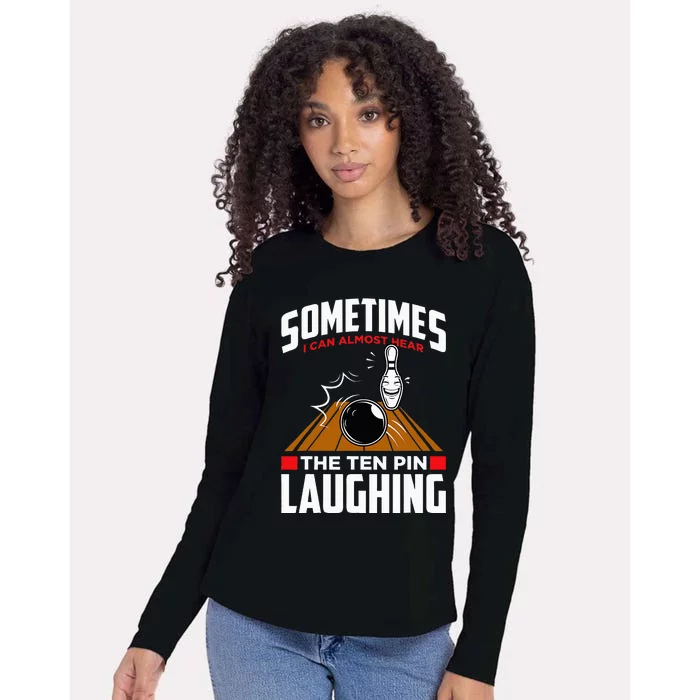 Hear The Ten Pin Laughing Funny Bowler & Bowling Womens Cotton Relaxed Long Sleeve T-Shirt