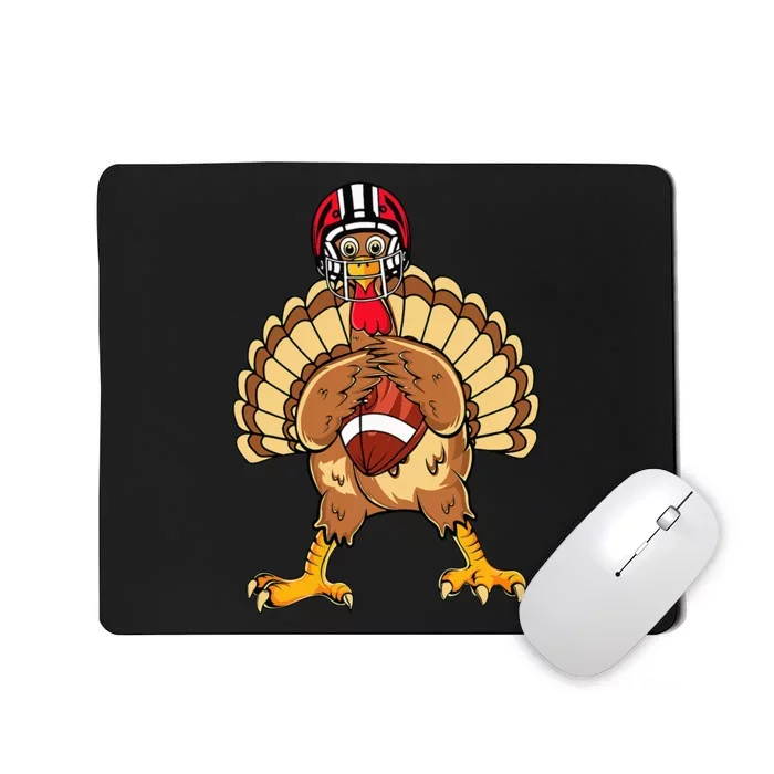 Happy Thanksgiving Turkey Playing Football Dad Mousepad