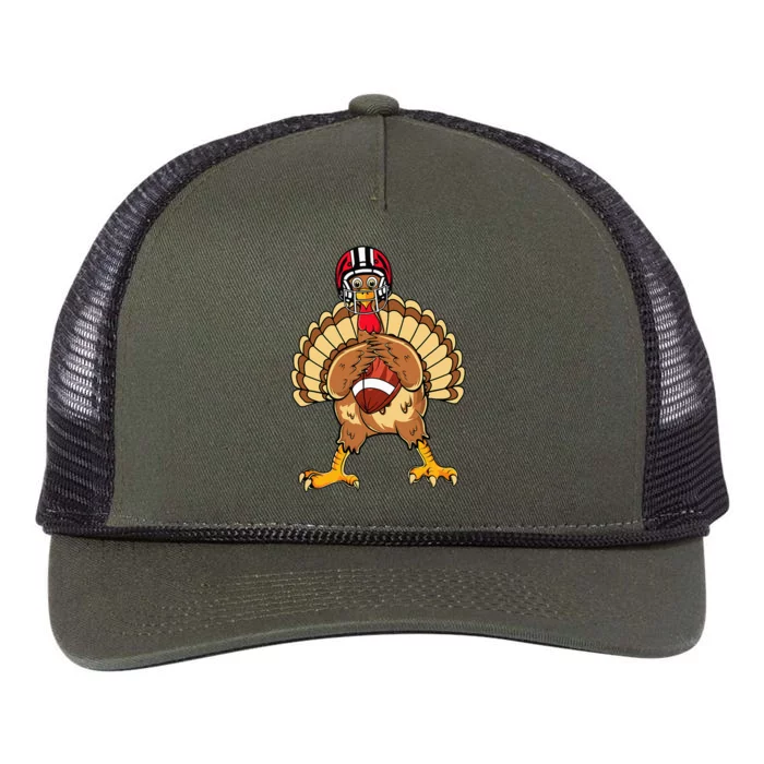 Happy Thanksgiving Turkey Playing Football Dad Retro Rope Trucker Hat Cap