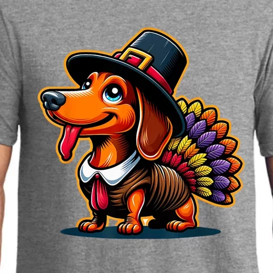 Humor Thanksgiving Turkey Weiner Dachshund Dog Pajama Set