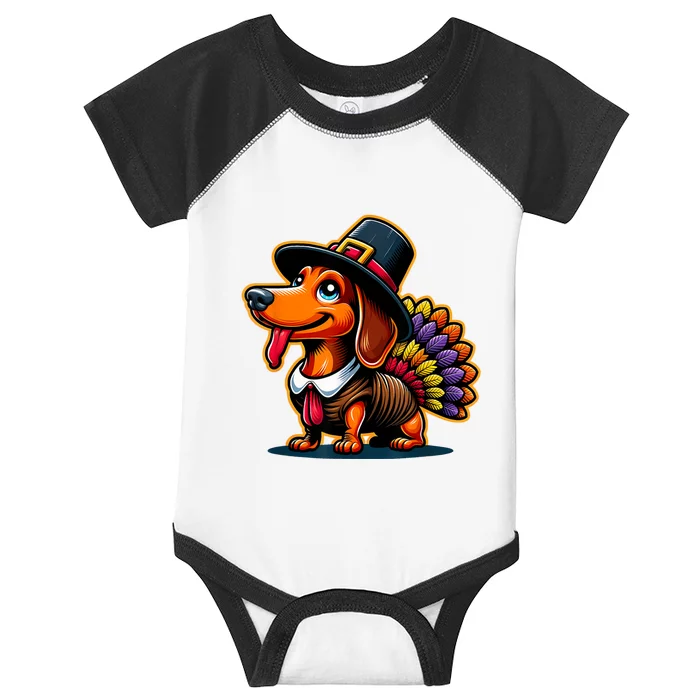 Humor Thanksgiving Turkey Weiner Dachshund Dog Infant Baby Jersey Bodysuit