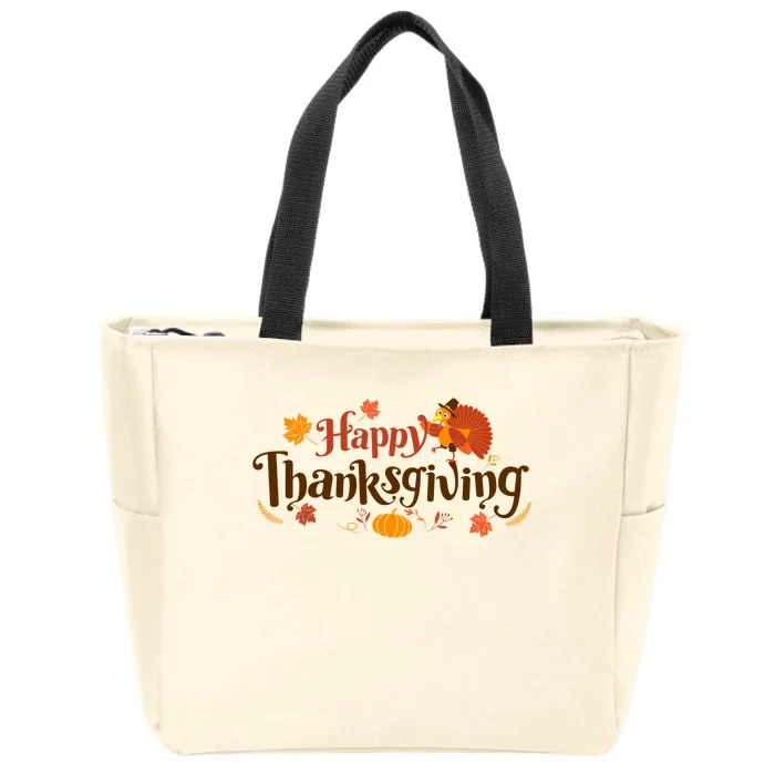 Happy Thanksgiving Turkey Holiday Cute Gift Zip Tote Bag