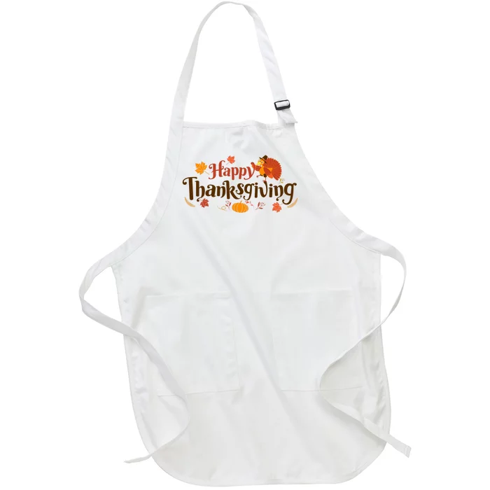 Happy Thanksgiving Turkey Holiday Cute Gift Full-Length Apron With Pocket