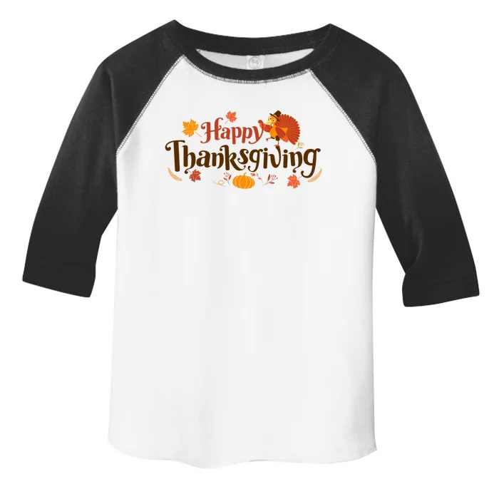 Happy Thanksgiving Turkey Holiday Cute Gift Toddler Fine Jersey T-Shirt