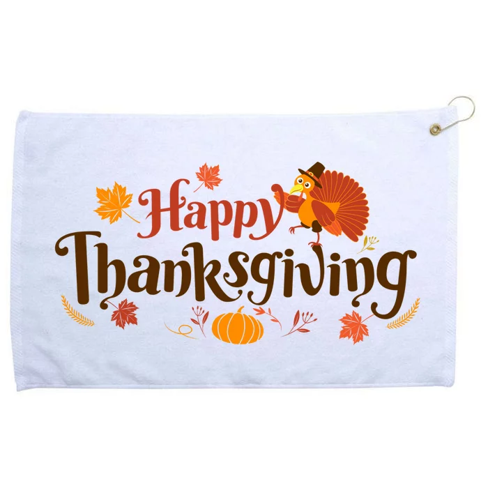 Happy Thanksgiving Turkey Holiday Cute Gift Grommeted Golf Towel