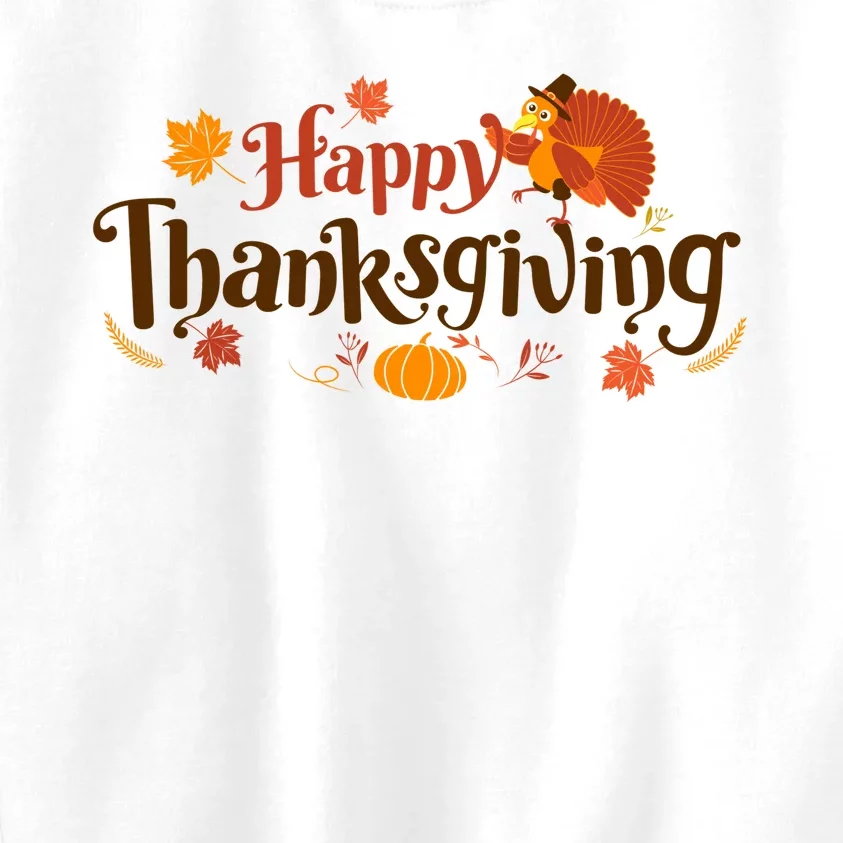 Happy Thanksgiving Turkey Holiday Cute Gift Kids Sweatshirt