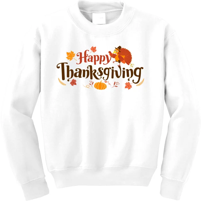 Happy Thanksgiving Turkey Holiday Cute Gift Kids Sweatshirt