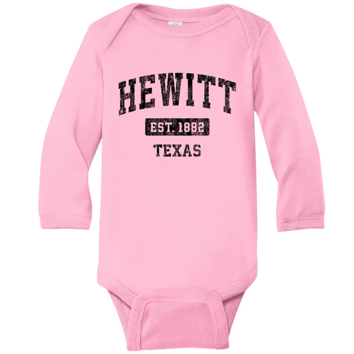 Hewitt Texas Tx Vintage Sports Established Design Baby Long Sleeve Bodysuit