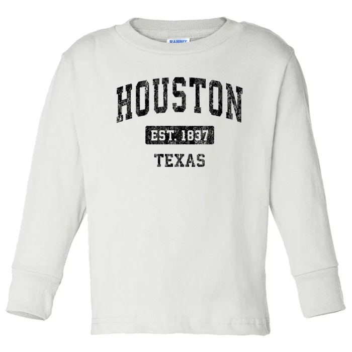 Houston Texas Tx Vintage Established Sports Design Toddler Long Sleeve Shirt