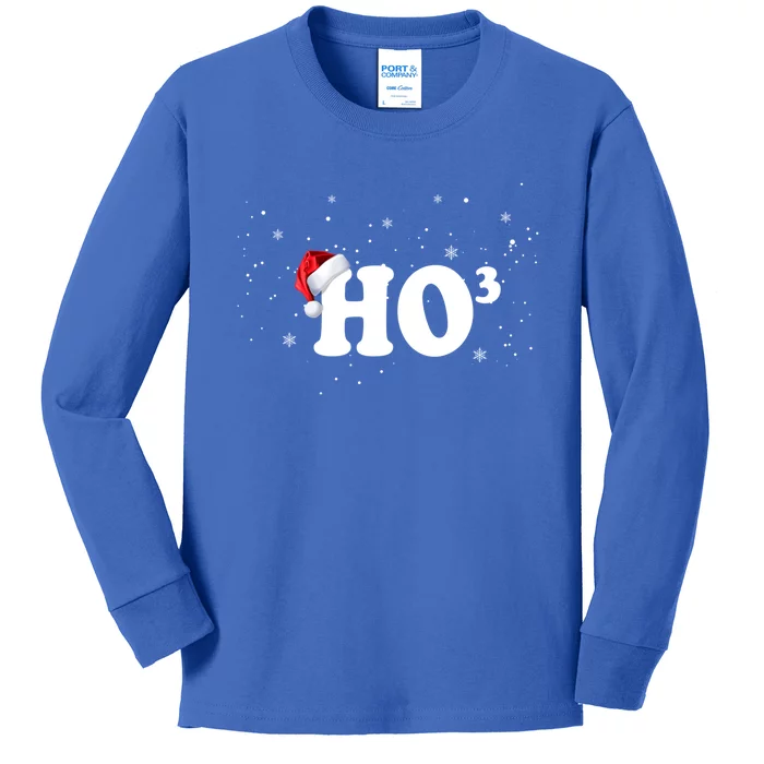 Ho To The Third Power Gift Funny Christmas Ho Ho Ho Gift Kids Long Sleeve Shirt