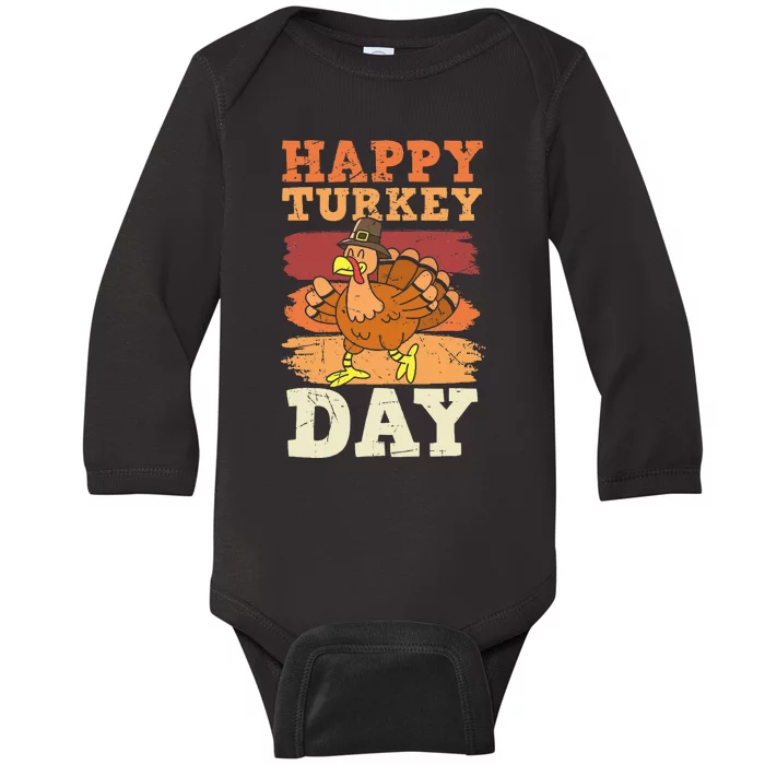 Happy Thanksgiving Turkey Day Family  Matching Pajama Baby Long Sleeve Bodysuit