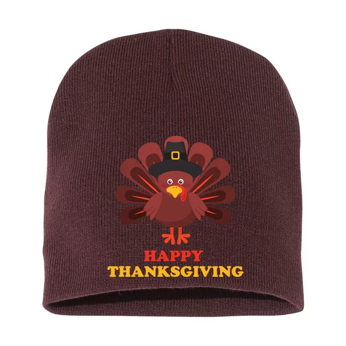 Happy Thanksgiving Turkey Holiday Festive Short Acrylic Beanie