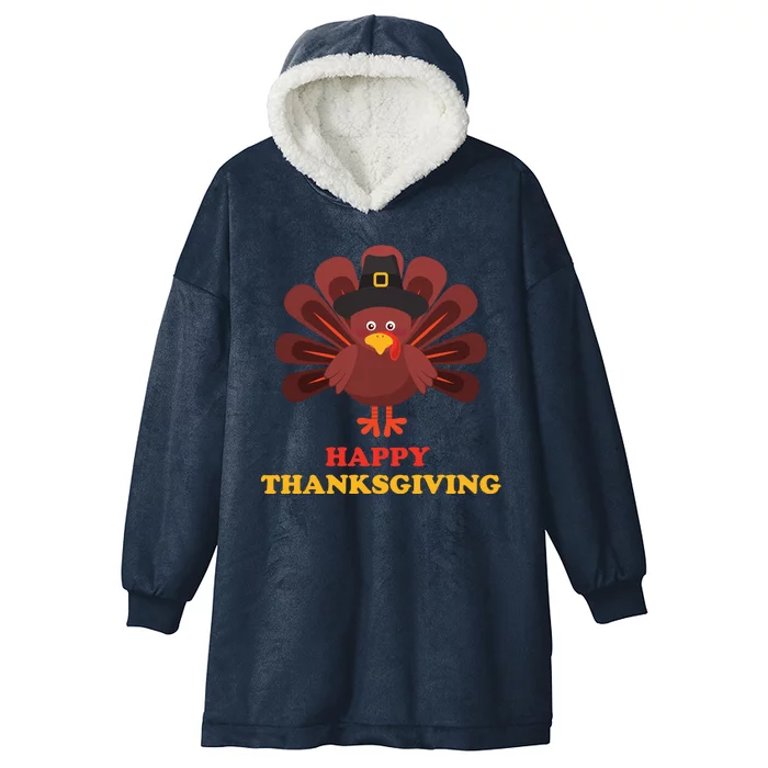 Happy Thanksgiving Turkey Holiday Festive Hooded Wearable Blanket